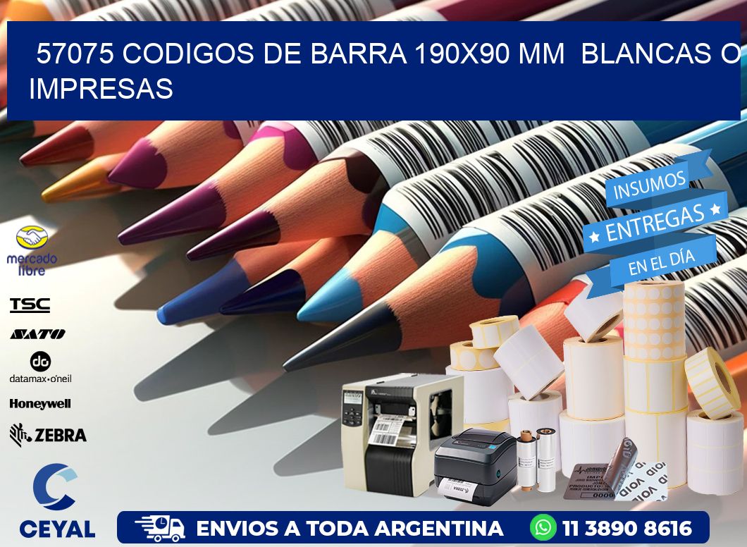 57075 CODIGOS DE BARRA 190x90 mm  BLANCAS O IMPRESAS