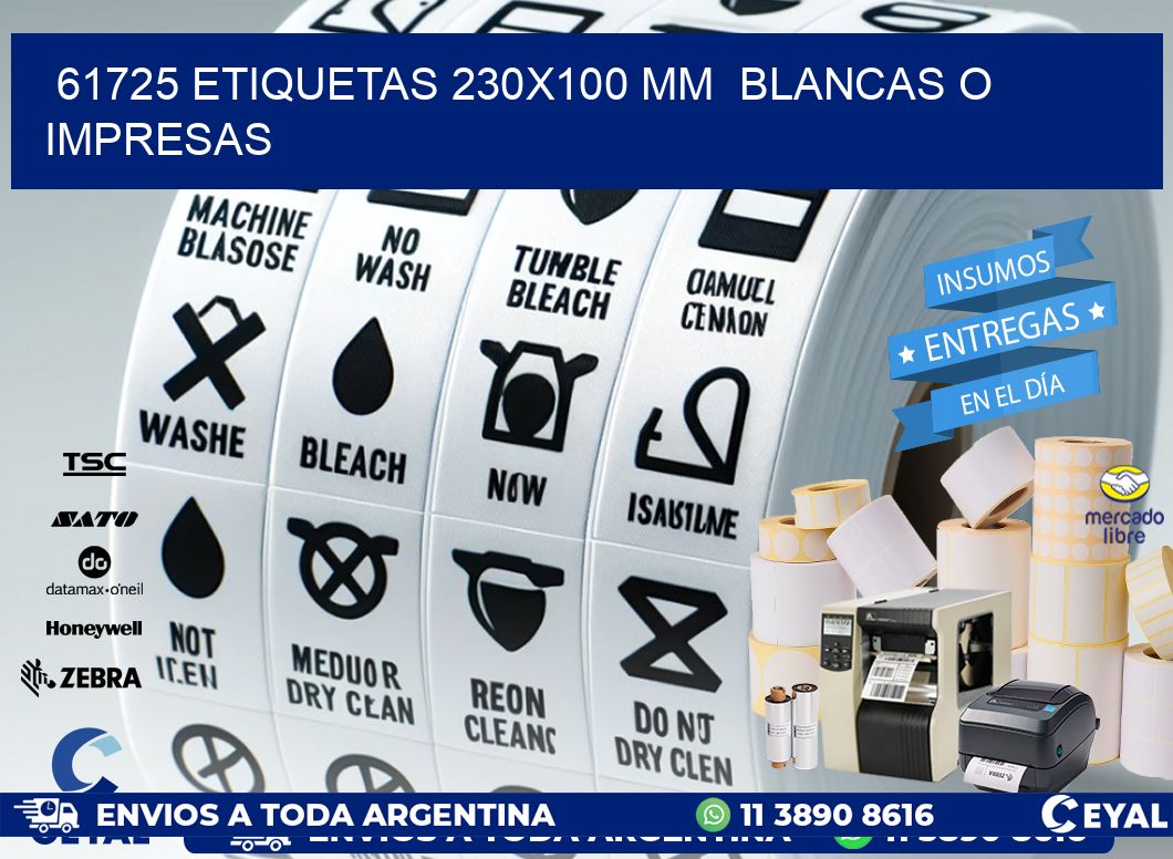 61725 ETIQUETAS 230x100 mm  BLANCAS O IMPRESAS