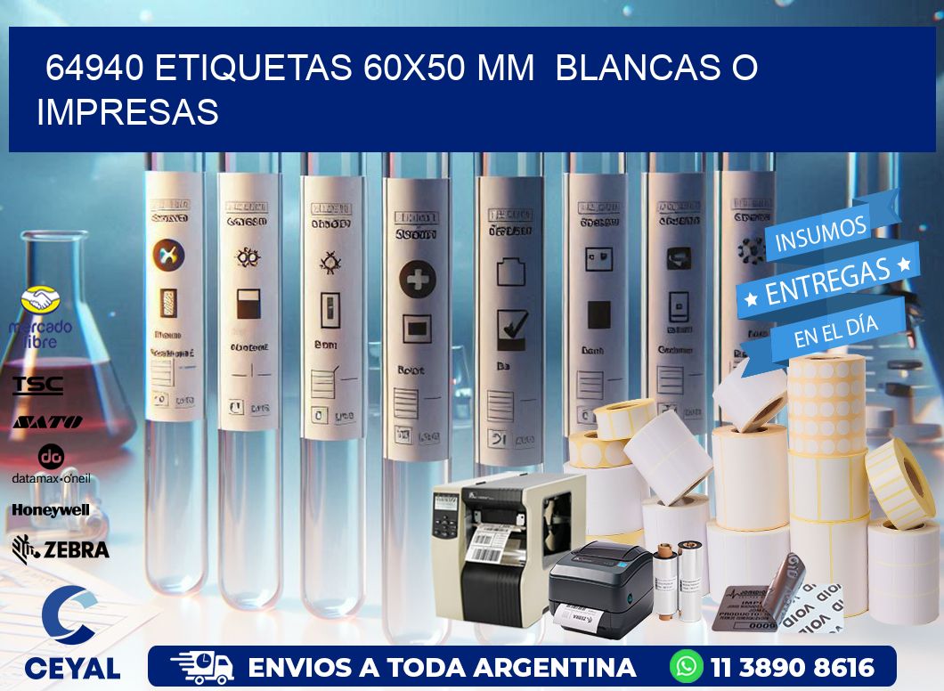 64940 ETIQUETAS 60×50 mm  BLANCAS O IMPRESAS