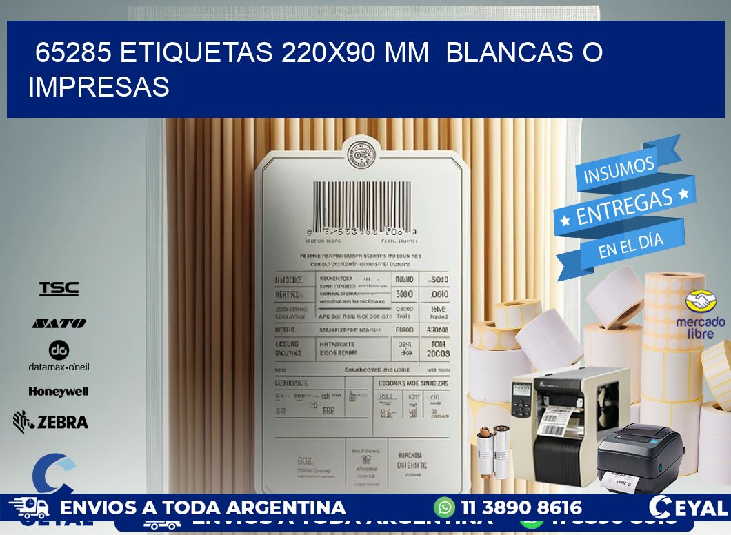 65285 ETIQUETAS 220x90 mm BLANCAS O IMPRESAS