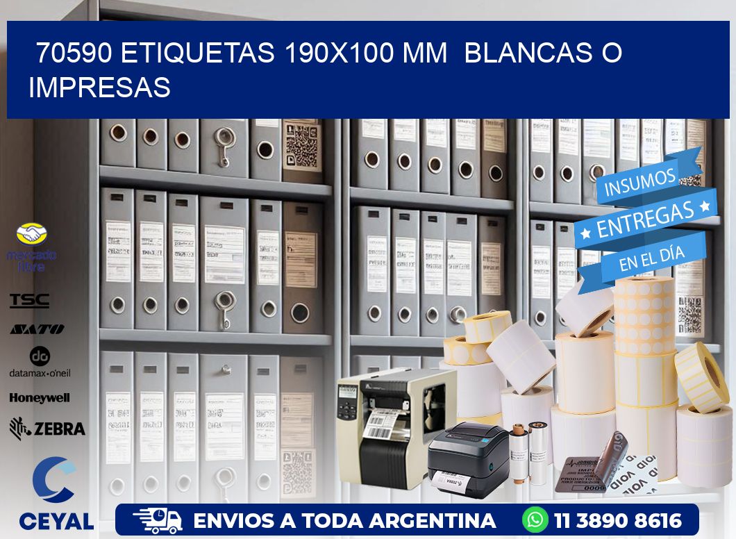 70590 ETIQUETAS 190x100 mm BLANCAS O IMPRESAS