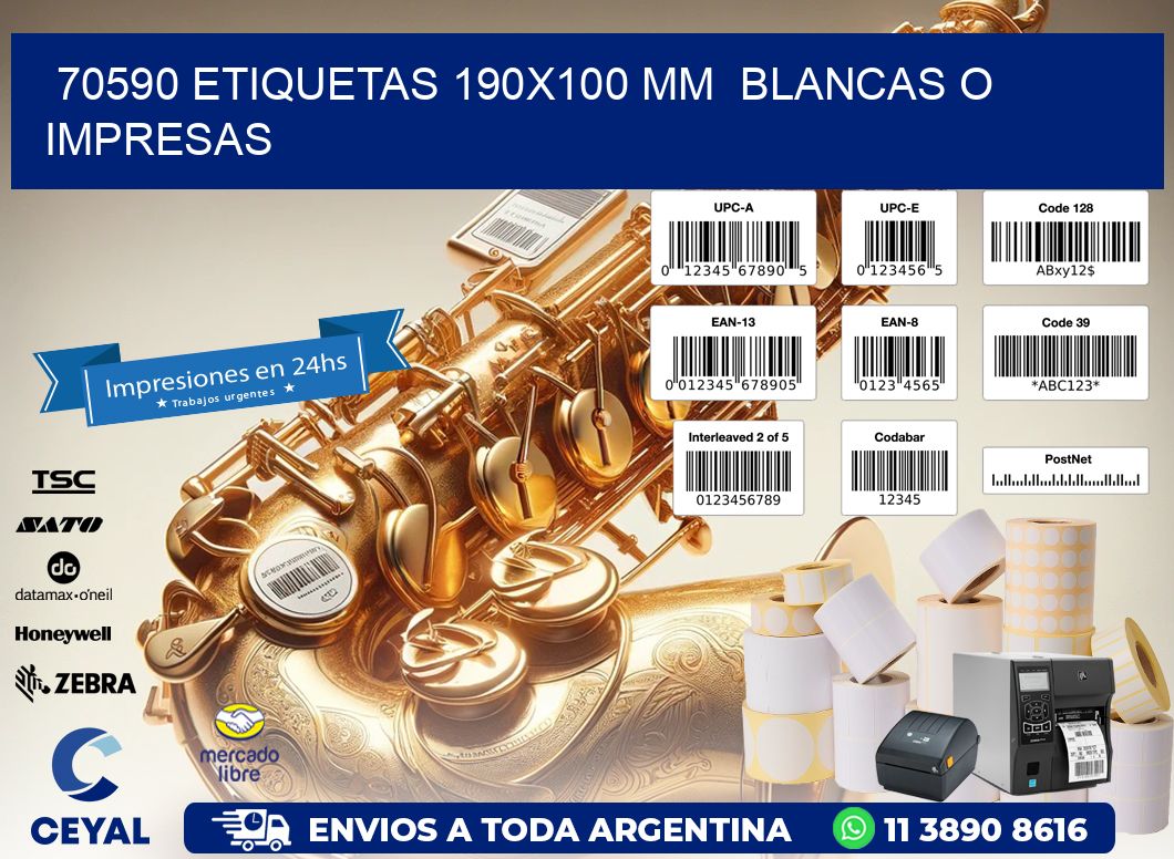70590 ETIQUETAS 190x100 mm BLANCAS O IMPRESAS