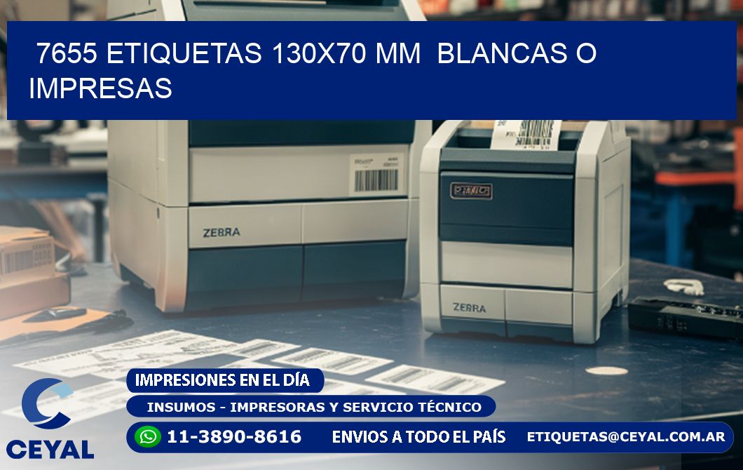 7655 ETIQUETAS 130x70 mm BLANCAS O IMPRESAS