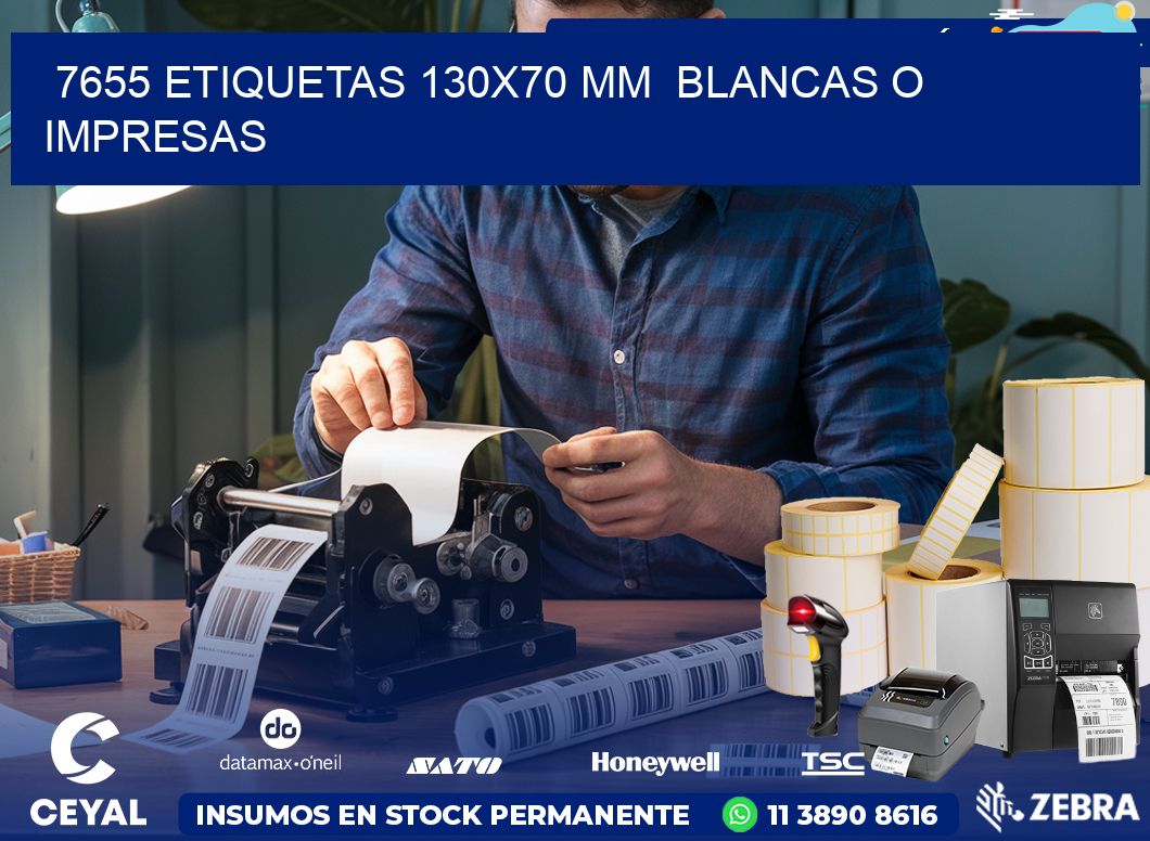 7655 ETIQUETAS 130×70 mm  BLANCAS O IMPRESAS