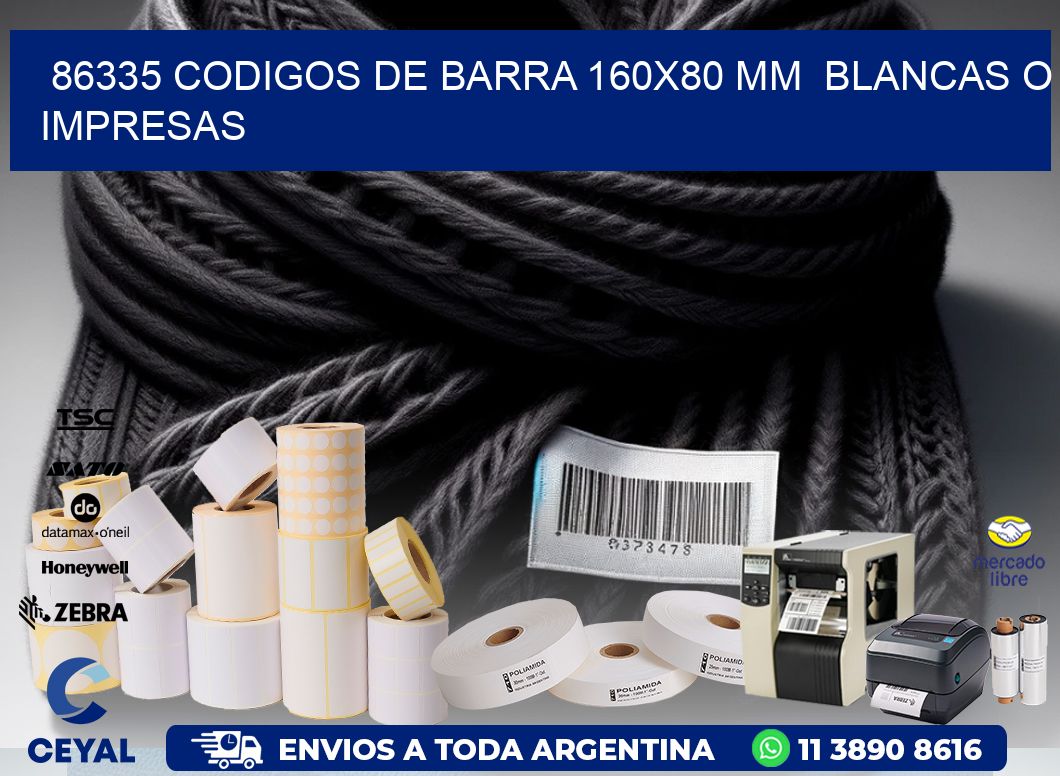86335 CODIGOS DE BARRA 160x80 mm  BLANCAS O IMPRESAS