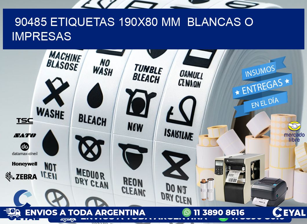 90485 ETIQUETAS 190x80 mm  BLANCAS O IMPRESAS