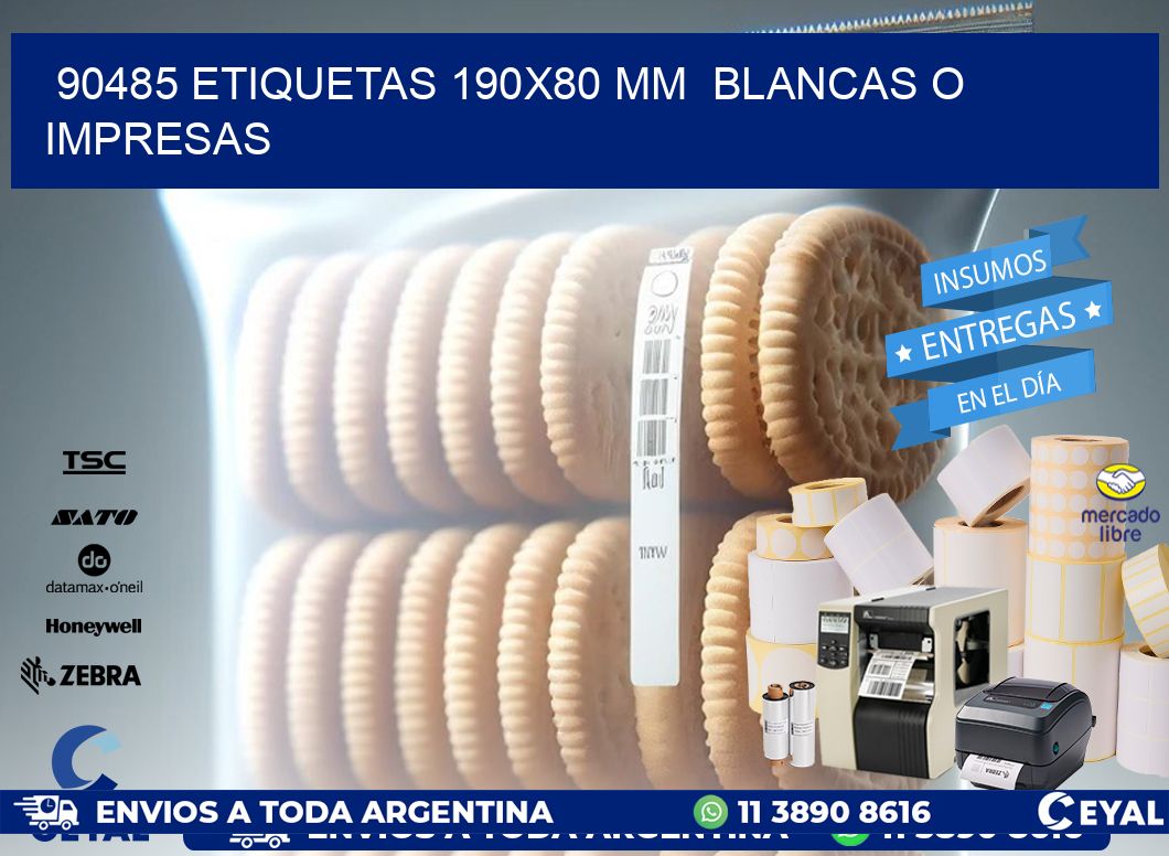 90485 ETIQUETAS 190x80 mm  BLANCAS O IMPRESAS