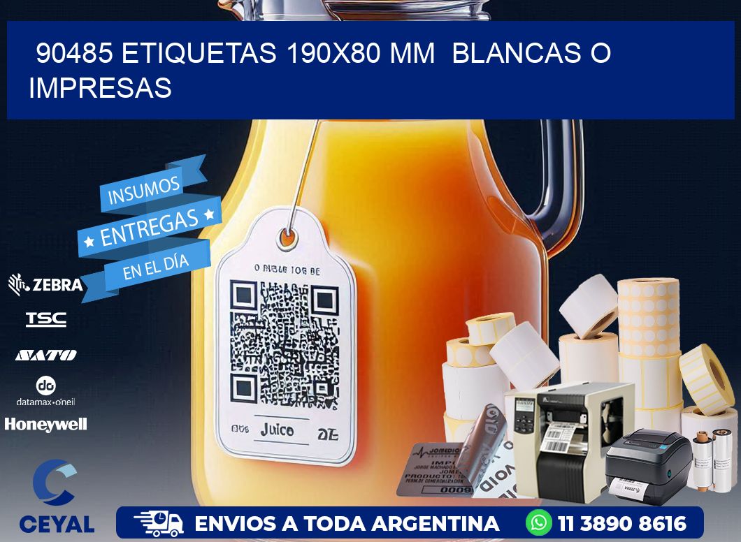 90485 ETIQUETAS 190x80 mm  BLANCAS O IMPRESAS