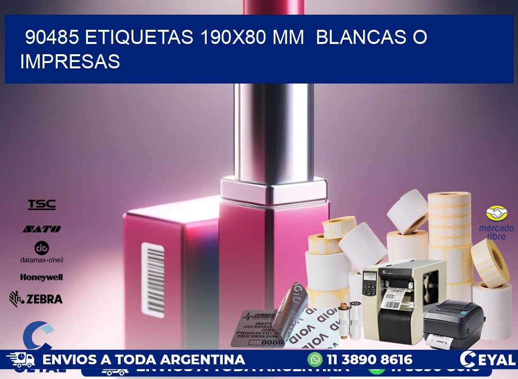 90485 ETIQUETAS 190×80 mm  BLANCAS O IMPRESAS