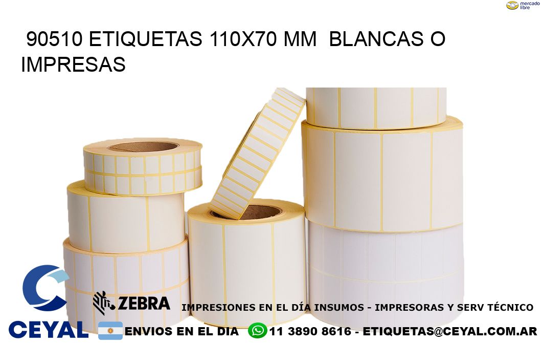 90510 ETIQUETAS 110x70 mm  BLANCAS O IMPRESAS