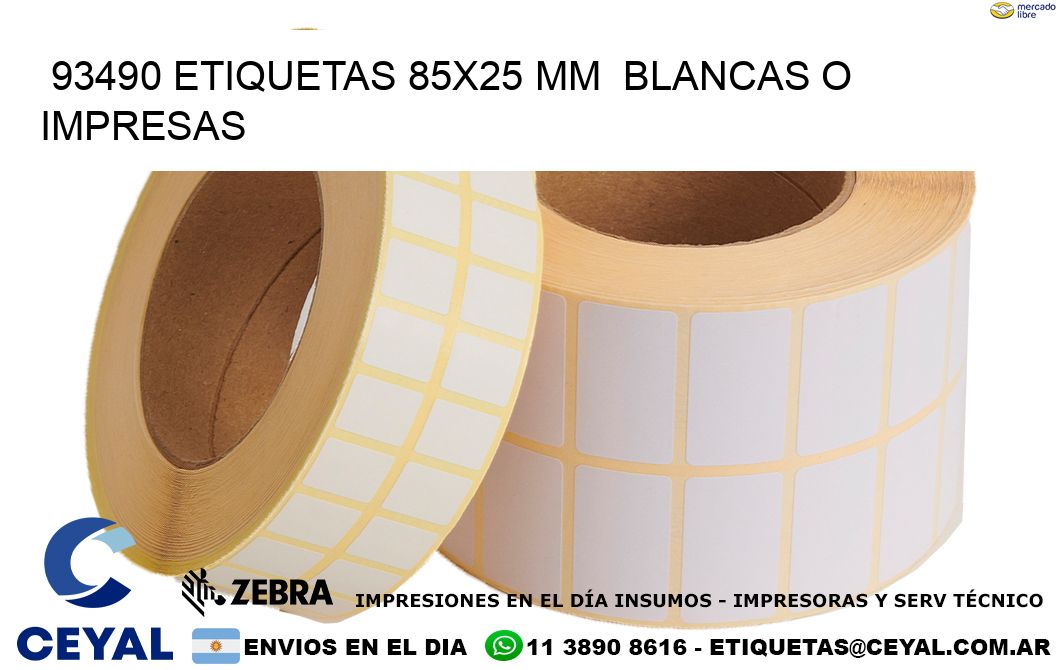 93490 ETIQUETAS 85x25 mm  BLANCAS O IMPRESAS