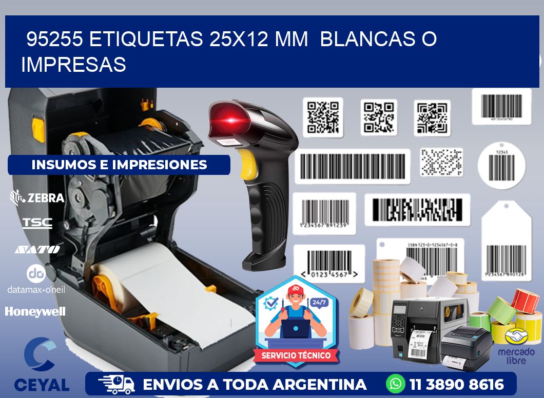 95255 ETIQUETAS 25x12 mm  BLANCAS O IMPRESAS