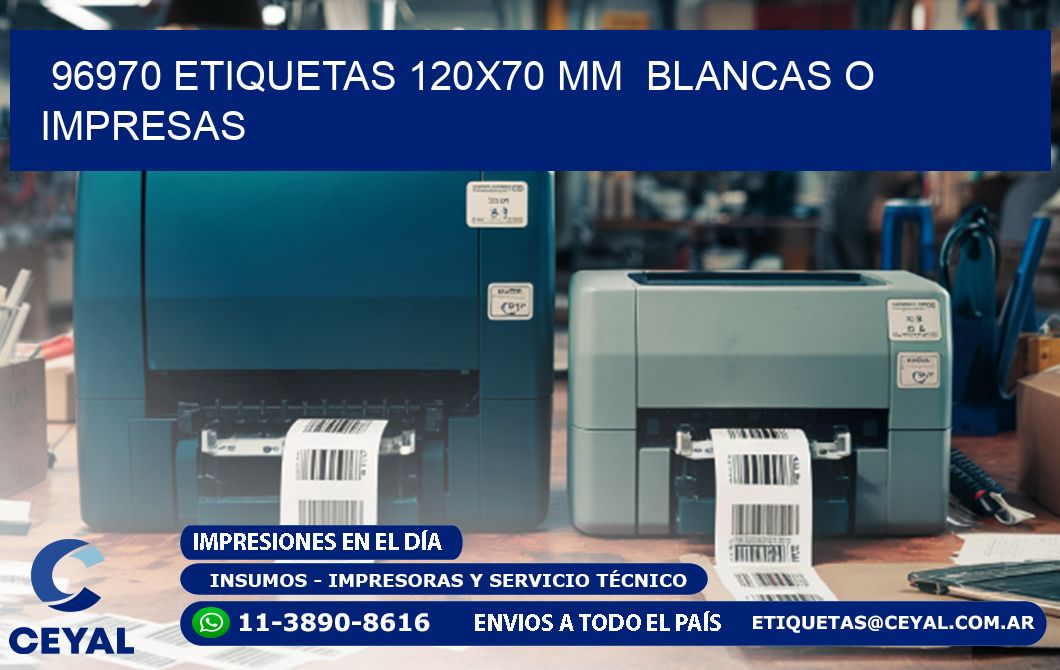 96970 ETIQUETAS 120x70 mm  BLANCAS O IMPRESAS