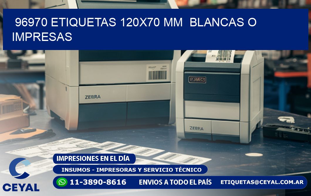 96970 ETIQUETAS 120x70 mm  BLANCAS O IMPRESAS