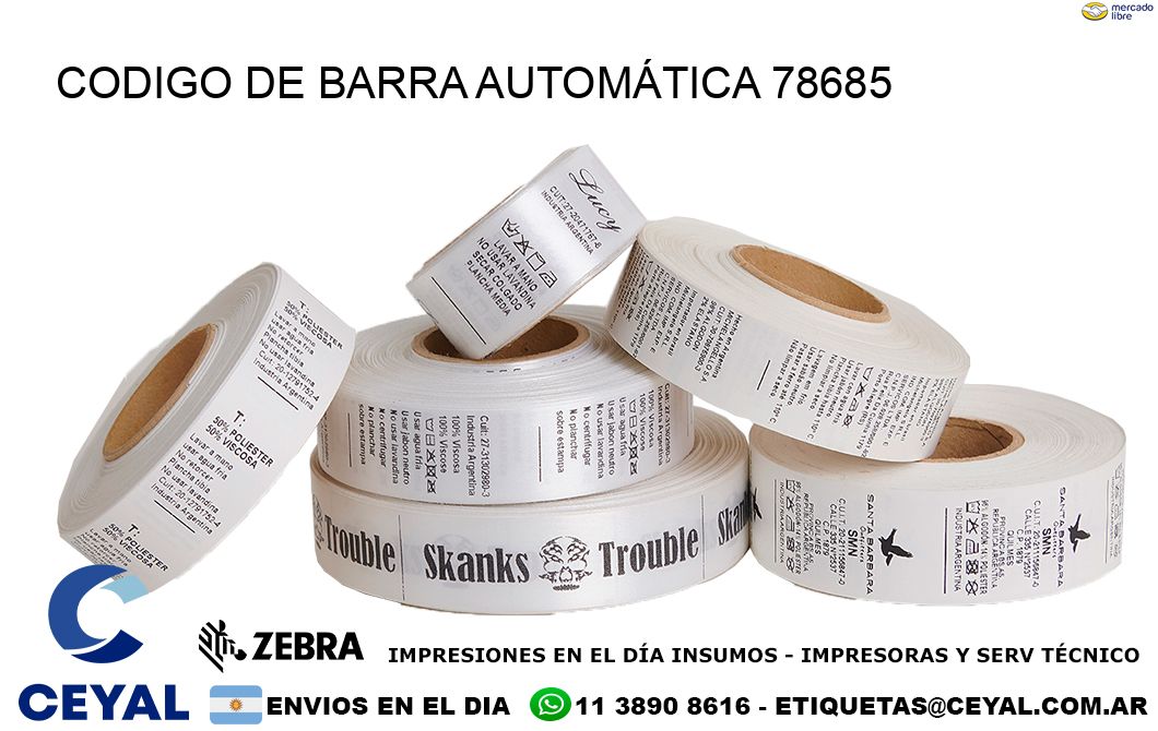 CODIGO DE BARRA AUTOMÁTICA 78685