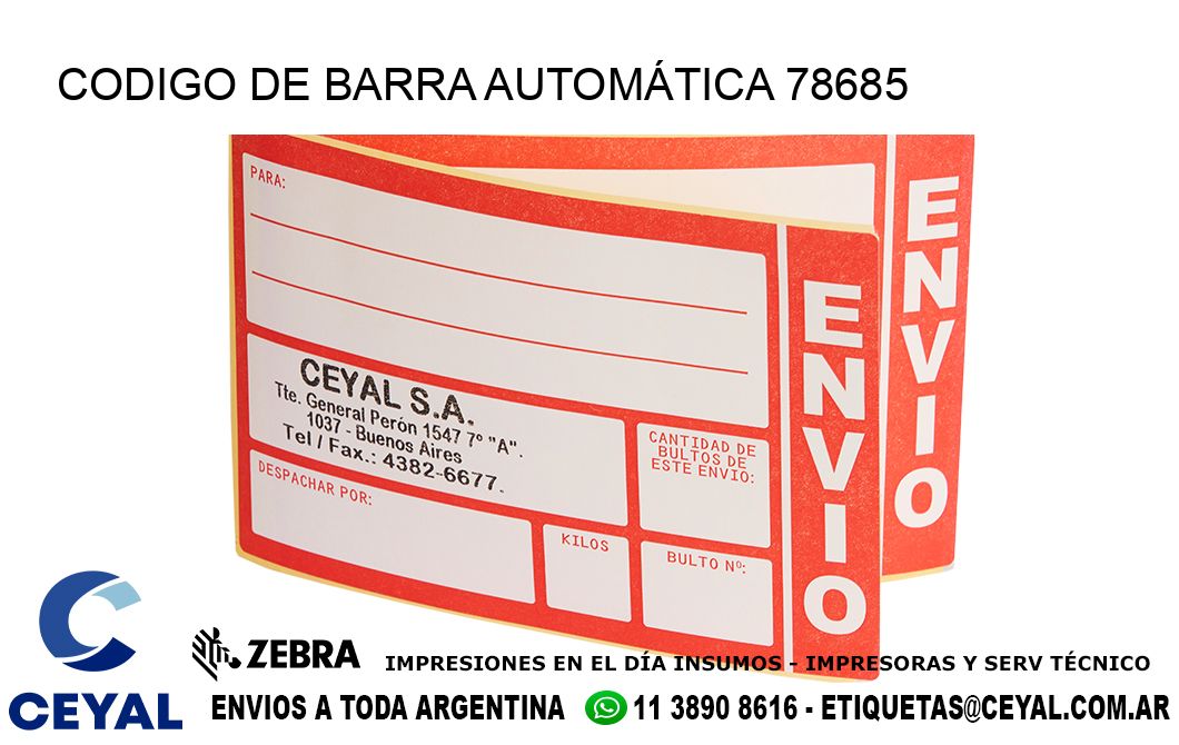 CODIGO DE BARRA AUTOMÁTICA 78685