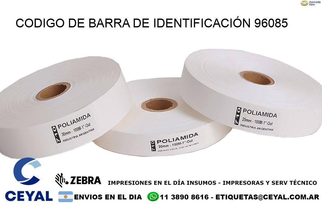 CODIGO DE BARRA DE IDENTIFICACIÓN 96085