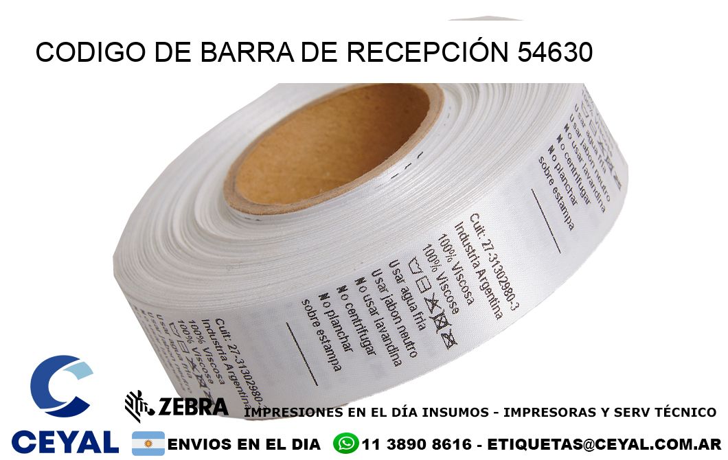 CODIGO DE BARRA DE RECEPCIÓN 54630