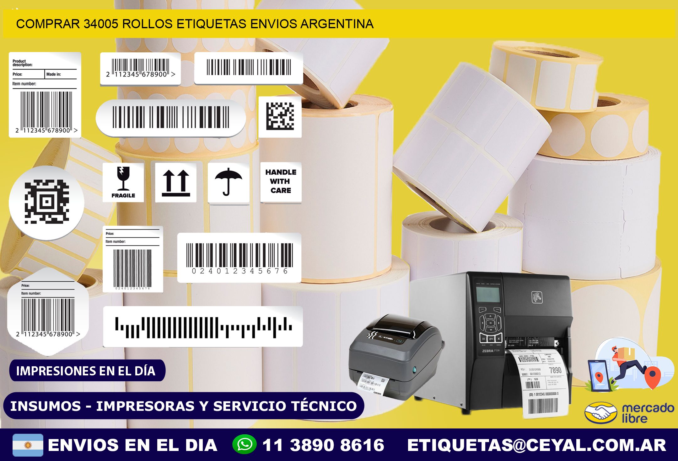 COMPRAR 34005 ROLLOS ETIQUETAS ENVIOS ARGENTINA