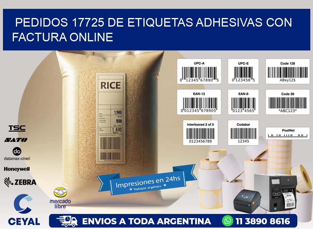 Pedidos 17725 de Etiquetas Adhesivas con Factura Online