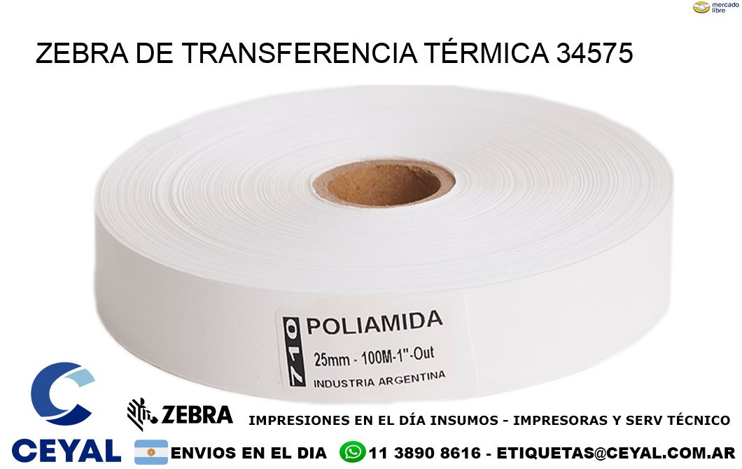 ZEBRA DE TRANSFERENCIA TÉRMICA 34575