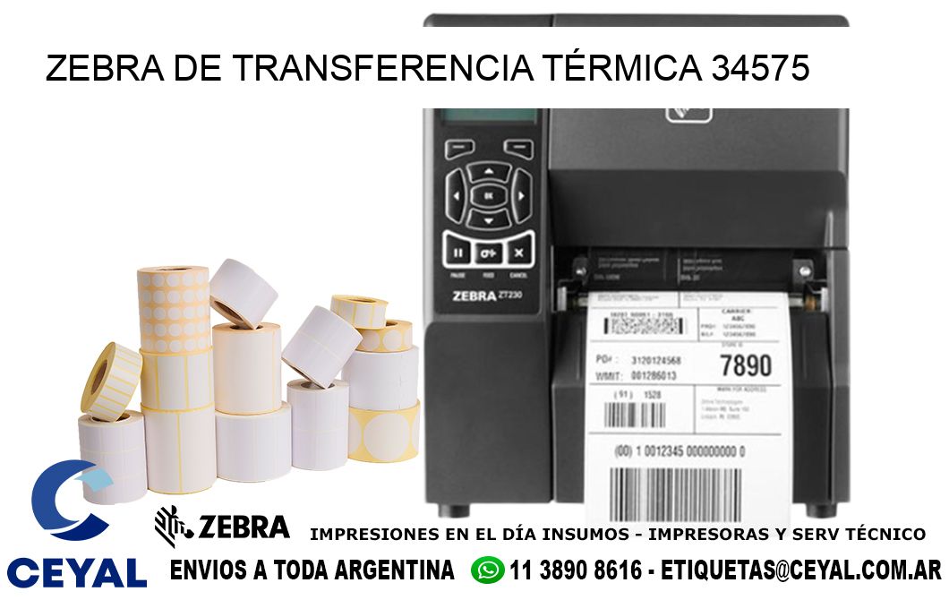ZEBRA DE TRANSFERENCIA TÉRMICA 34575
