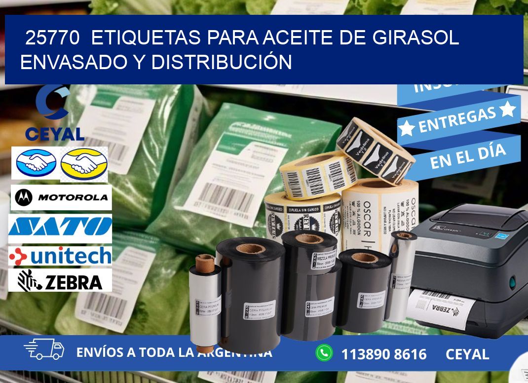 25770 ETIQUETAS PARA ACEITE DE GIRASOL ENVASADO Y DISTRIBUCIÓN