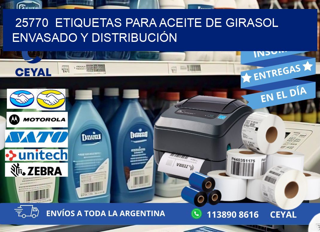 25770 ETIQUETAS PARA ACEITE DE GIRASOL ENVASADO Y DISTRIBUCIÓN