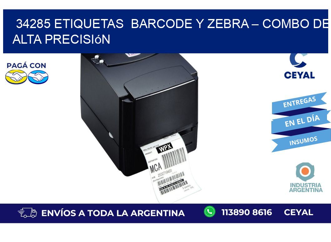 34285 etiquetas Barcode y Zebra – Combo de Alta Precisión