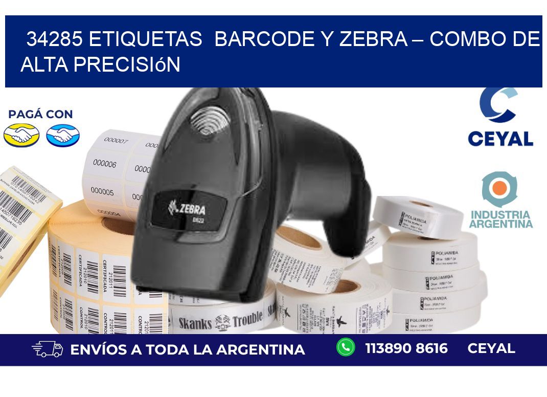 34285 etiquetas  Barcode y Zebra – Combo de Alta Precisión