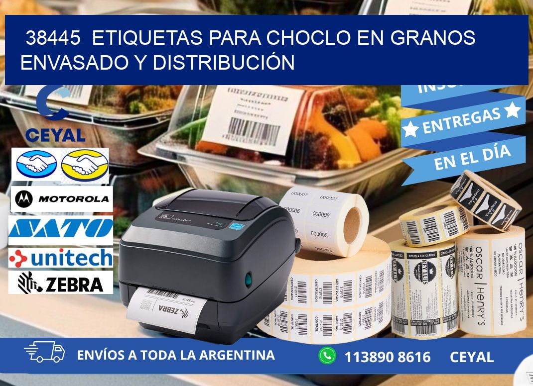 38445 ETIQUETAS PARA CHOCLO EN GRANOS ENVASADO Y DISTRIBUCIÓN