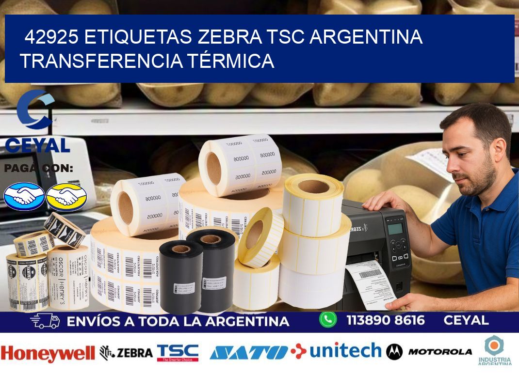 42925 etiquetas zebra tsc argentina TRANSFERENCIA TÉRMICA