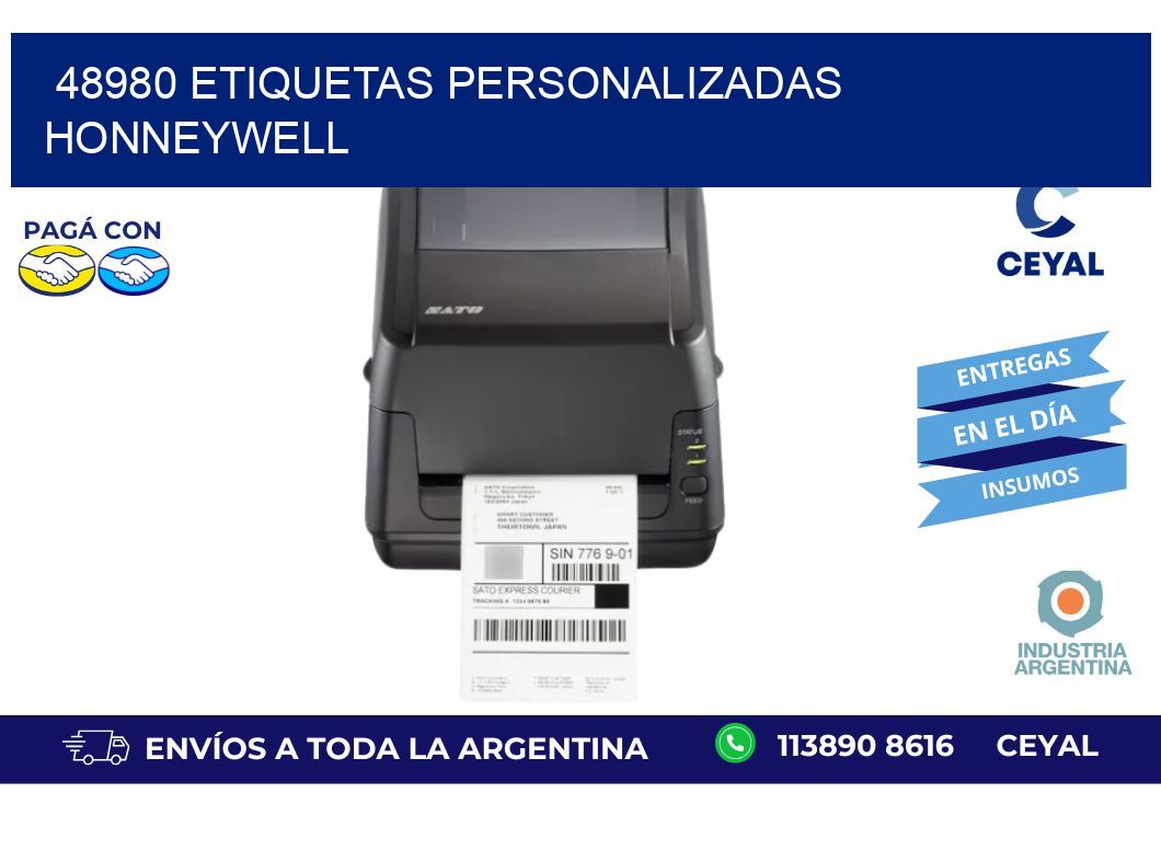 48980 ETIQUETAS PERSONALIZADAS HONNEYWELL