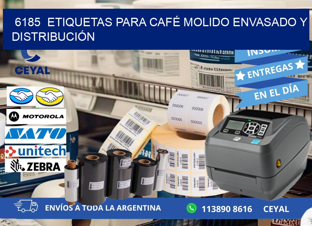 6185  ETIQUETAS PARA CAFÉ MOLIDO ENVASADO Y DISTRIBUCIÓN