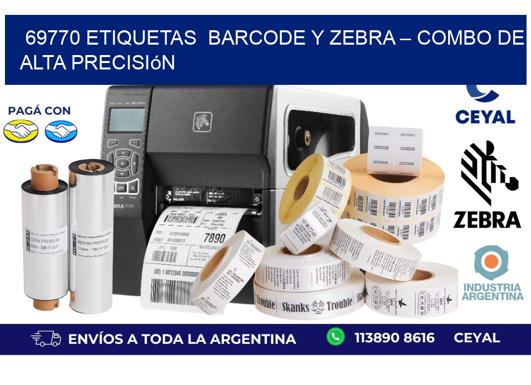 69770 etiquetas Barcode y Zebra – Combo de Alta Precisión