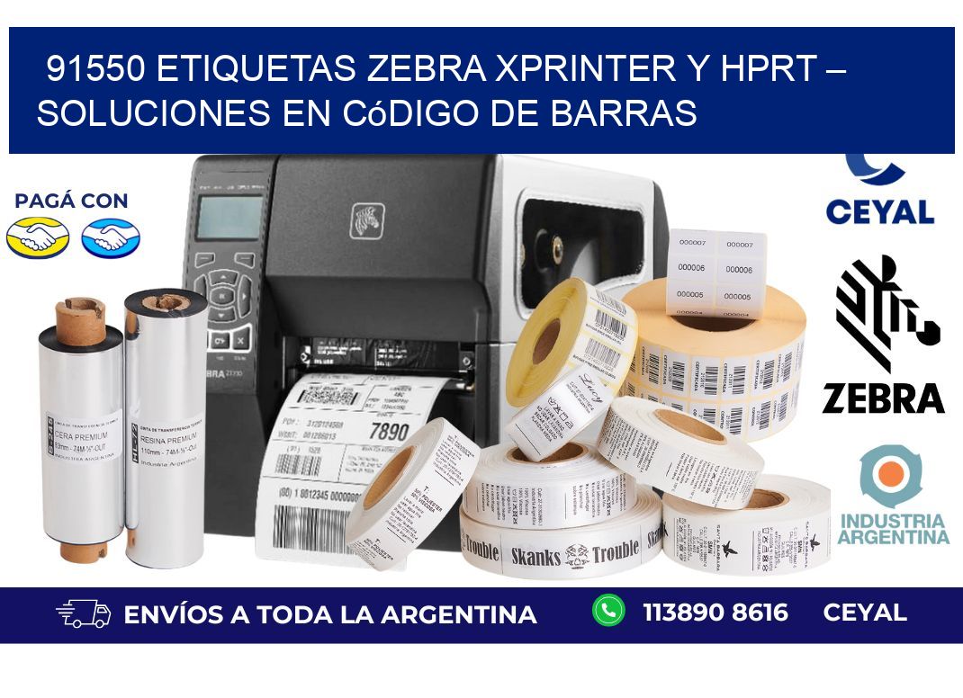 91550 etiquetas zebra XPRINTER y HPRT – Soluciones en Código de Barras