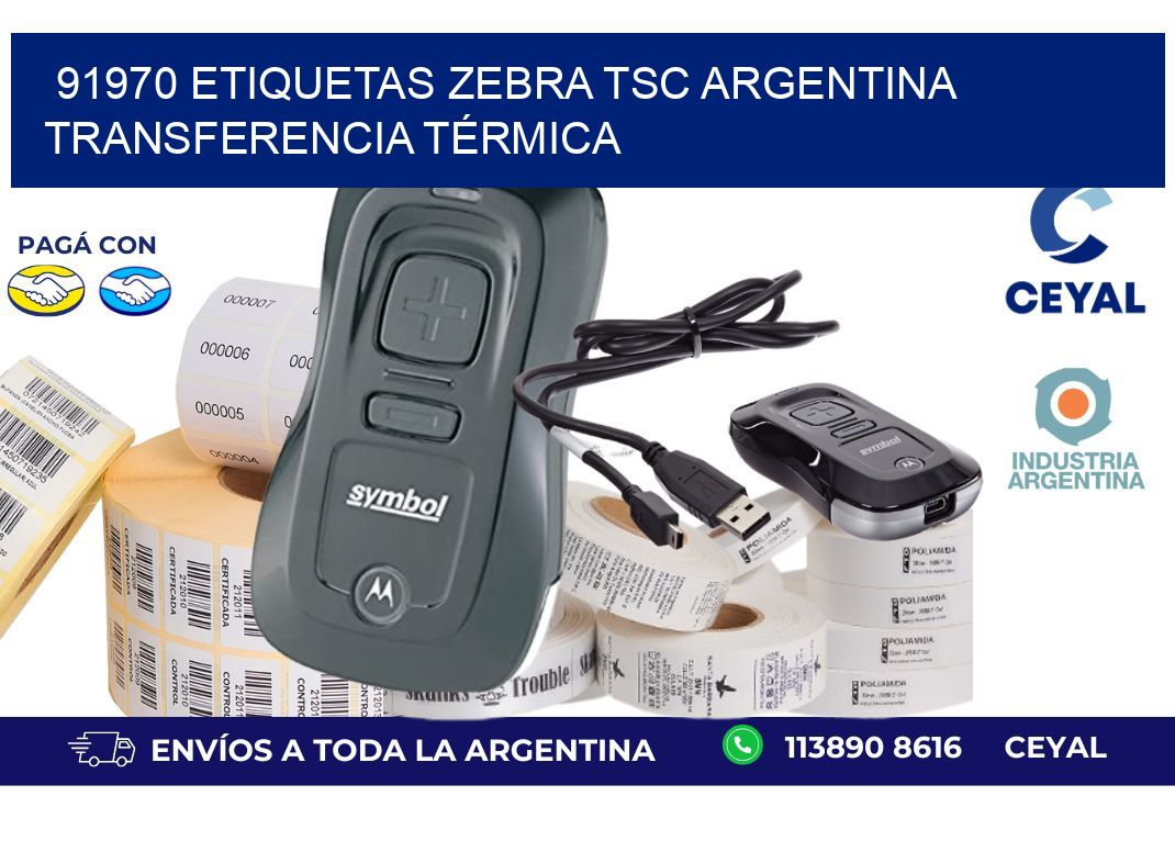 91970 etiquetas zebra tsc argentina TRANSFERENCIA TÉRMICA