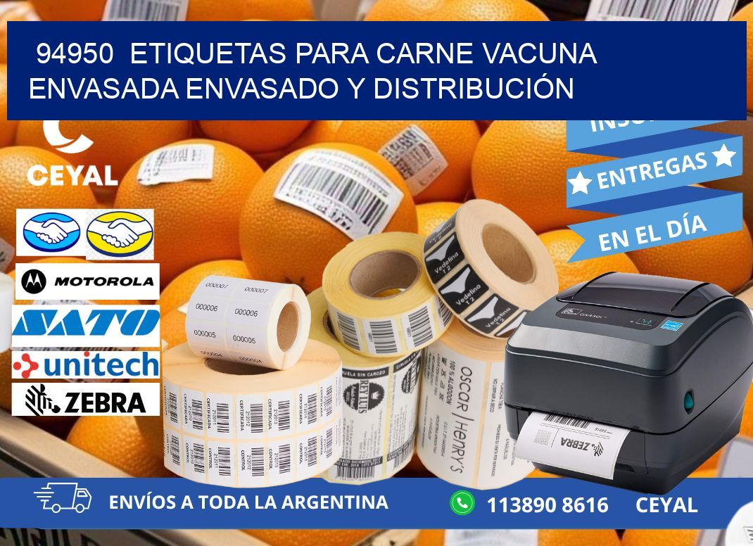 94950  ETIQUETAS PARA CARNE VACUNA ENVASADA ENVASADO Y DISTRIBUCIÓN