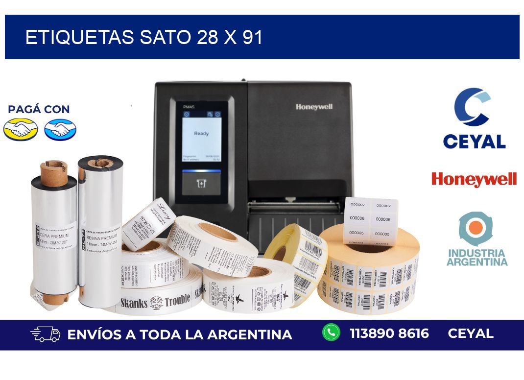 etiquetas sato 28 x 91