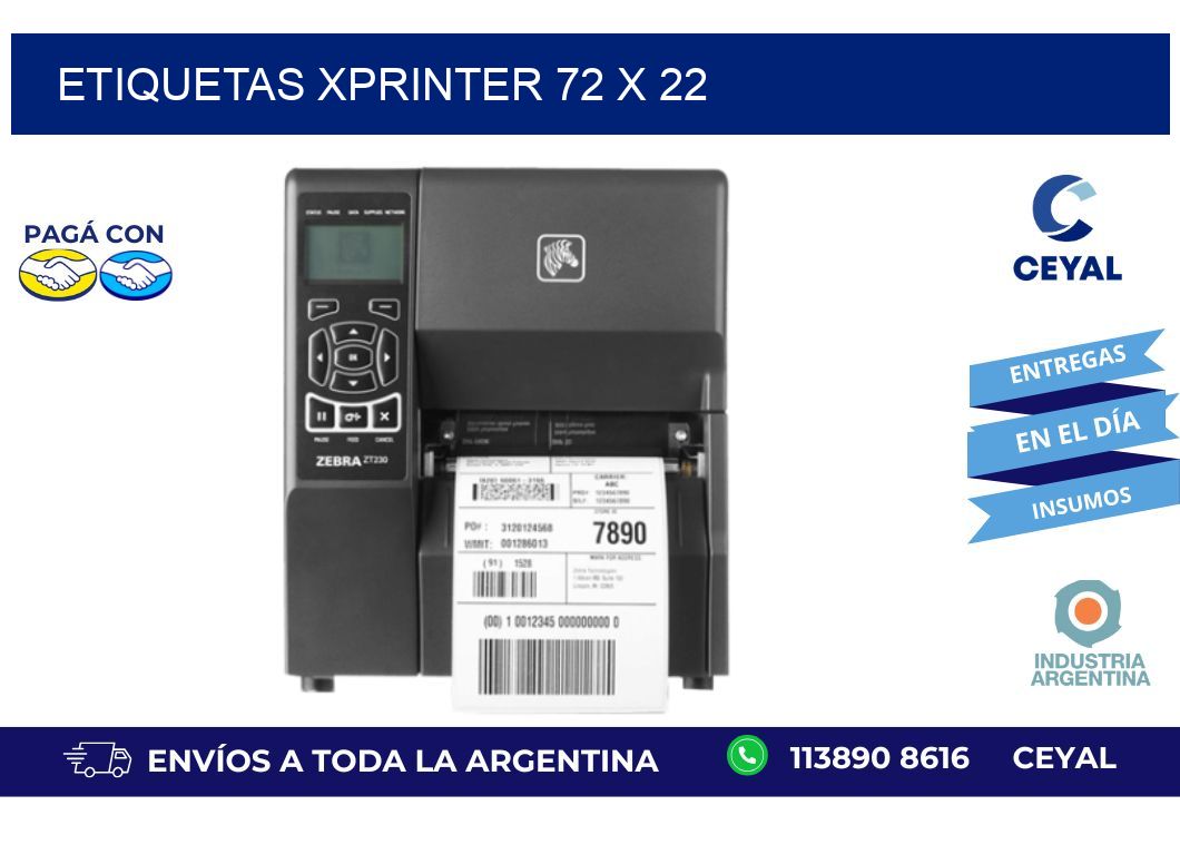 etiquetas xprinter 72 x 22