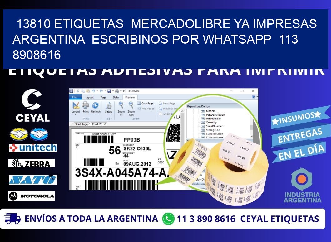 13810 ETIQUETAS MERCADOLIBRE YA IMPRESAS ARGENTINA ESCRIBINOS POR WHATSAPP 113 8908616