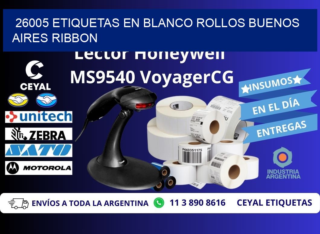 26005 ETIQUETAS EN BLANCO ROLLOS BUENOS AIRES RIBBON