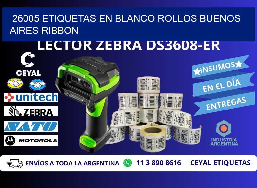 26005 ETIQUETAS EN BLANCO ROLLOS BUENOS AIRES RIBBON