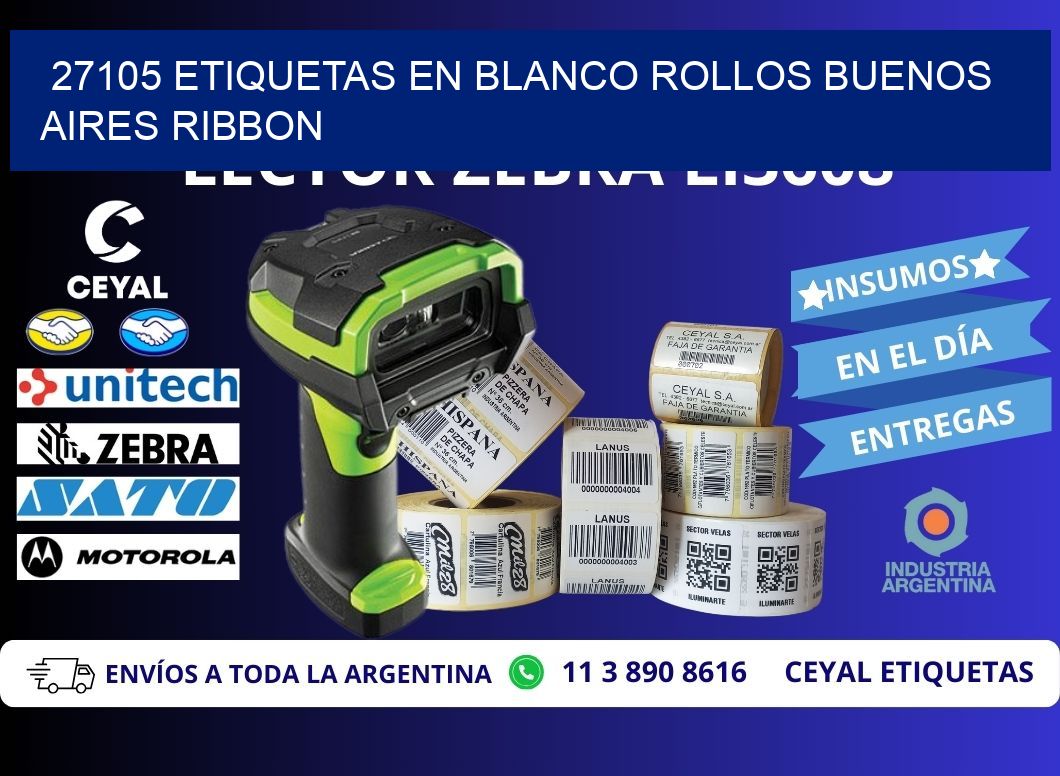 27105 ETIQUETAS EN BLANCO ROLLOS BUENOS AIRES RIBBON