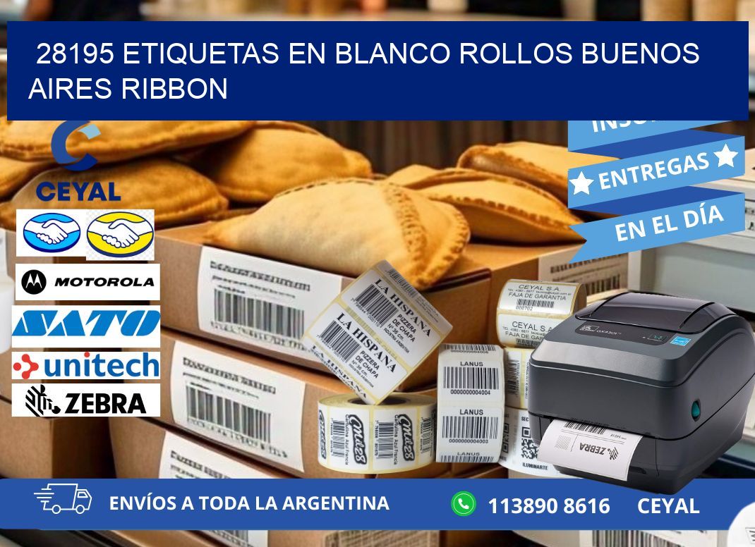 28195 ETIQUETAS EN BLANCO ROLLOS BUENOS AIRES RIBBON