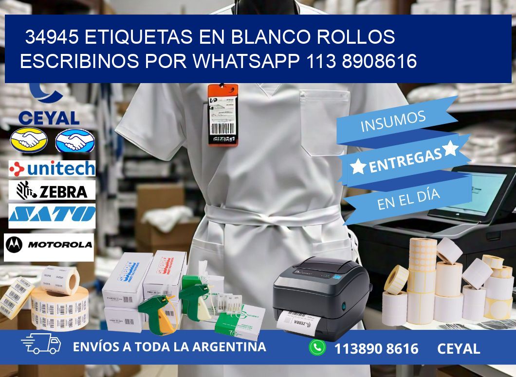 34945 ETIQUETAS EN BLANCO ROLLOS ESCRIBINOS POR WHATSAPP 113 8908616