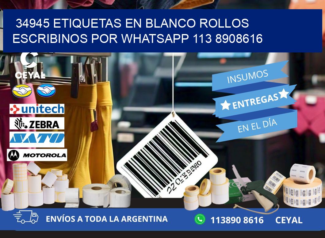 34945 ETIQUETAS EN BLANCO ROLLOS ESCRIBINOS POR WHATSAPP 113 8908616