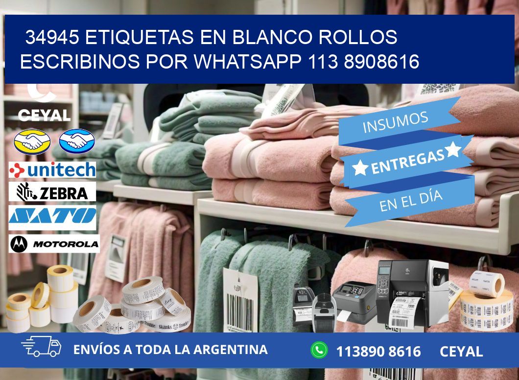 34945 ETIQUETAS EN BLANCO ROLLOS ESCRIBINOS POR WHATSAPP 113 8908616