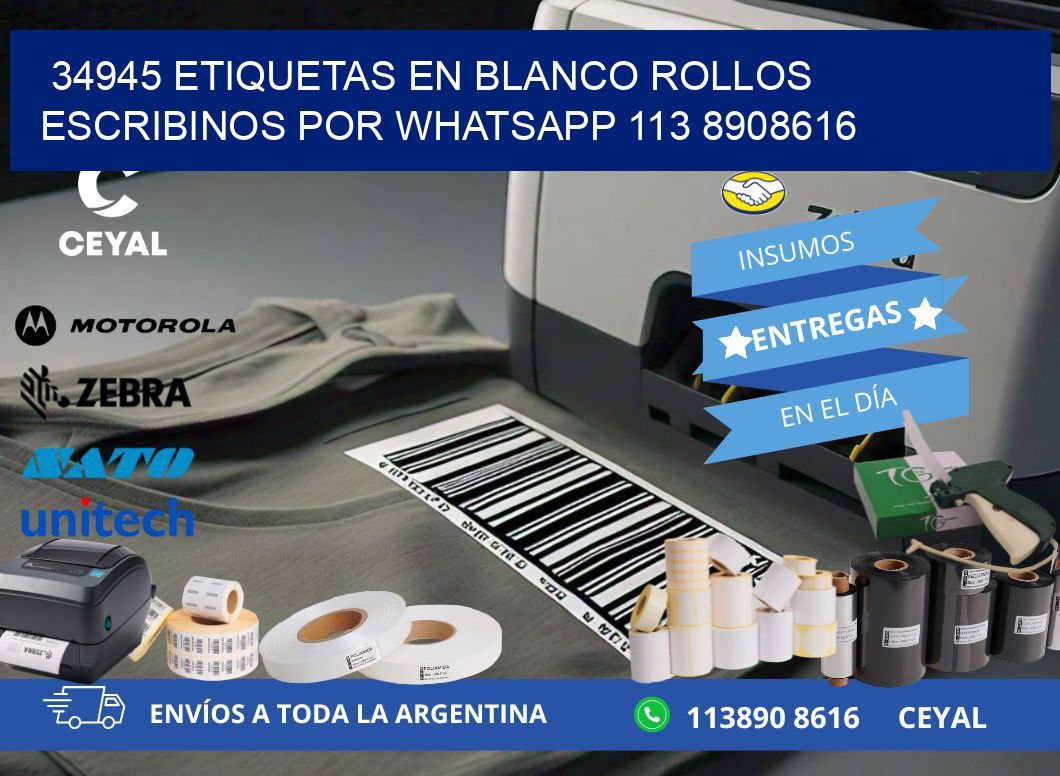 34945 ETIQUETAS EN BLANCO ROLLOS ESCRIBINOS POR WHATSAPP 113 8908616