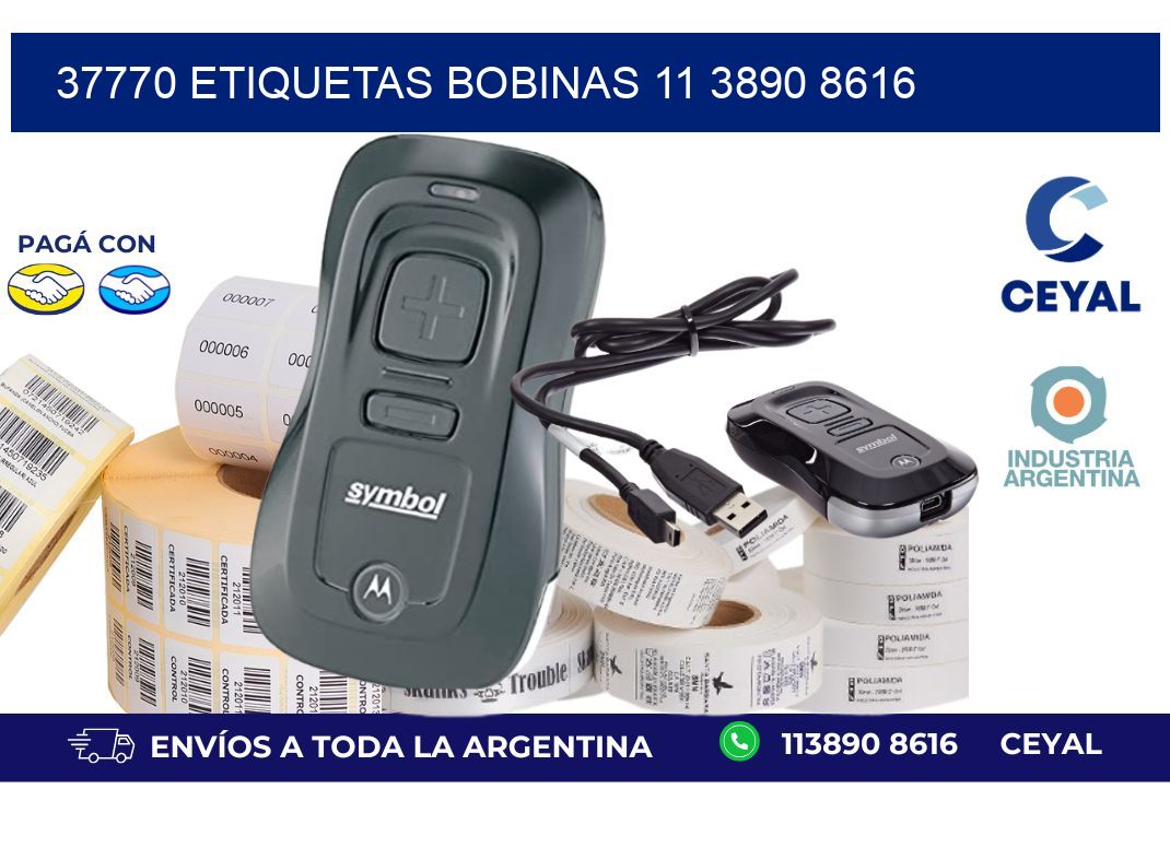 37770 ETIQUETAS BOBINAS 11 3890 8616